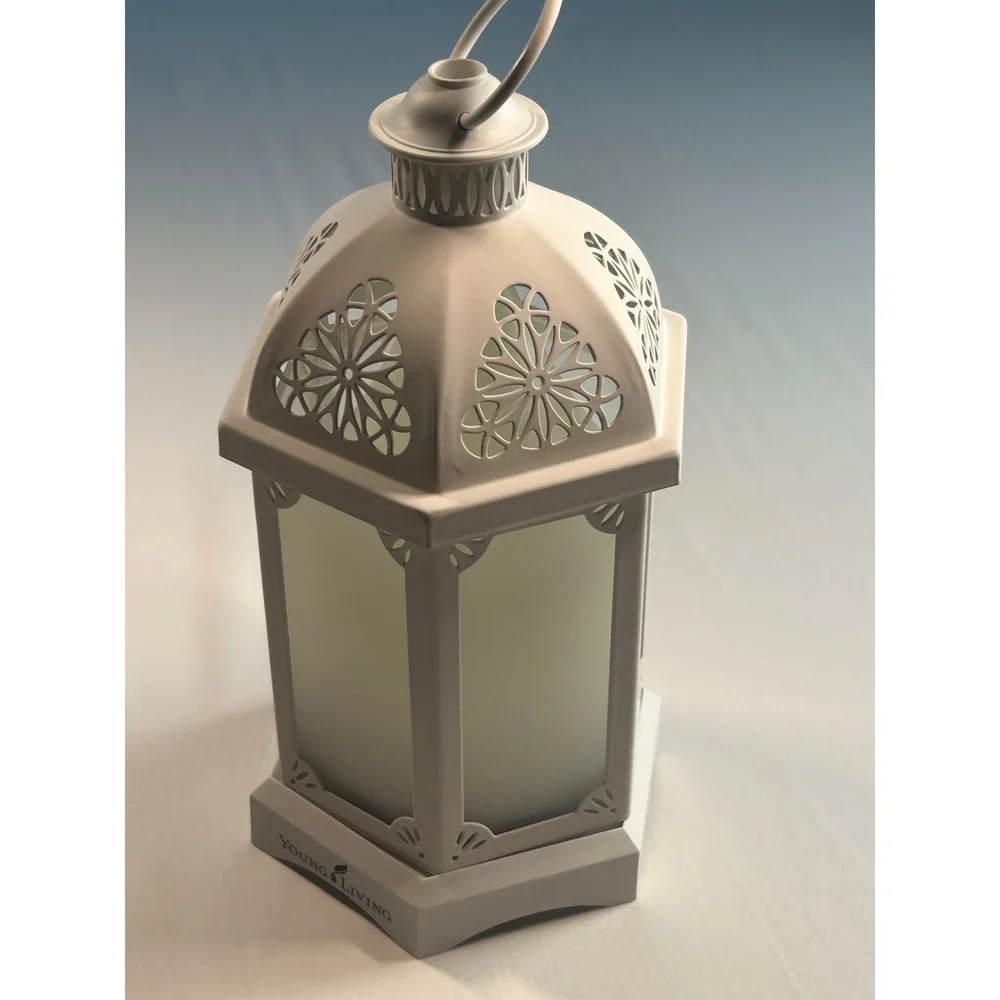 Young Living Lantern Ultrasonic Diffuser Unisex OS White Metal Floral Cutout
